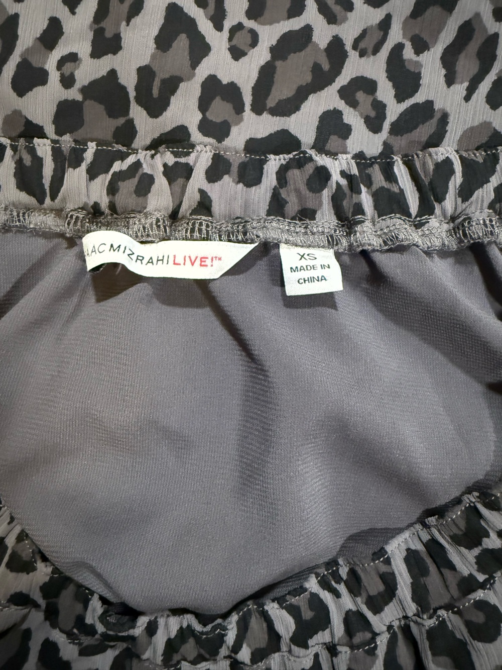 Isaac Mizrahi LIVE Gray Leopard Print A Line Elastic Waist Skirt Womens - Picture 3 of 5